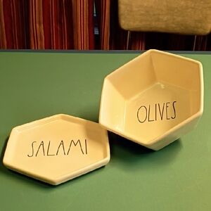 Rae Dunn Cream Hexagonal Serveware Set